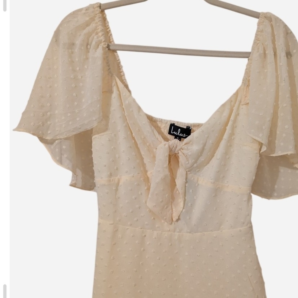 Lulu's Be a Dear Cream Swiss Dot Tie -front Skate Dress Size S - Picture 6 of 15